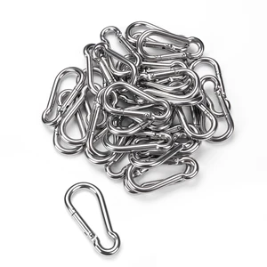 Yescom 30-Pack M6 Spring Snap Hooks 304 Stainless Steel Carabiner Clips, 2-3/8-in Silver Smooth Spring Gate for Outdoor Hammock Swing and Travel Yescom 30-Pack M6 Spring Snap Hooks 304 Stainless Steel Carabiner Clips, 2-3/8-in Silver Smooth Spring Gate for Outdoor Hammock Swing and Travel