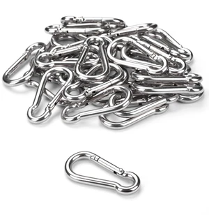 Yescom 30-Pack M5 Spring Snap Hooks 304 Stainless Steel Carabiner Clips, 2-in Silver Smooth Spring Gate for Outdoor Hammock Swing and Travel Yescom 30-Pack M5 Spring Snap Hooks 304 Stainless Steel Carabiner Clips, 2-in Silver Smooth Spring Gate for Outdoor Hammock Swing and Travel