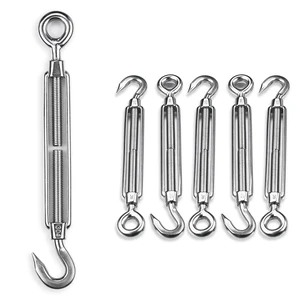 Yescom 3/8-in M10 Hook and Eye Turnbuckle - Heavy-Duty 304 Stainless Steel 661-lb WLL Cable Tensioner Hardware for Batting Cage Hanging Yescom 3/8-in M10 Hook and Eye Turnbuckle - Heavy-Duty 304 Stainless Steel 661-lb WLL Cable Tensioner Hardware for Batting Cage Hanging