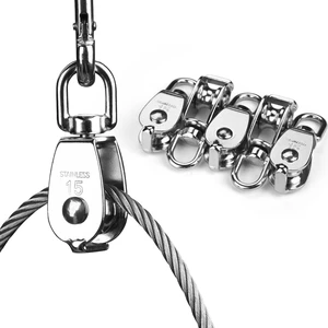 Yescom 6-Pack 304 Stainless Steel M15 Single Swivel Rope Pulley Block for Batting Cage Baseball Field Equipment Retractable Net Hanging Yescom 6-Pack 304 Stainless Steel M15 Single Swivel Rope Pulley Block for Batting Cage Baseball Field Equipment Retractable Net Hanging