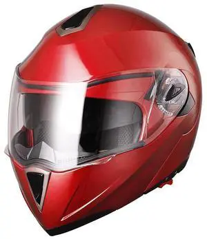 AHR RUN-M Full Face Flip up Modular Motorcycle Helmet DOT Approved Dual Visor Motocross Red L