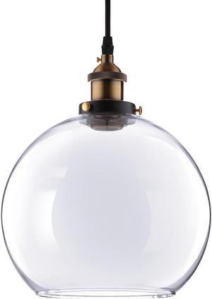 Vintage Industrial 9.8" Ball Shape Glass Ceiling Light Pendant Light Edison Lamp Clear