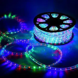 DELight 150 Ft 2 Wire LED Rope Light Holiday Valentine Party Decorative Lighting RGBY