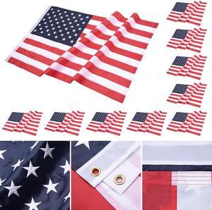 10 Pcs 3x5 FT American Flag Sewn Stripes 210D Oxford UV Resistant with Grommets US