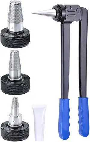 PEX Expansion Tool Kit Tube Expander w/ 1/2" 3/4 1 Expander Heads Carry Case