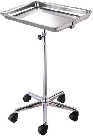 Mobile Mayo Stainless Steel Tray Stand Trolley Medical Doctor Salon Equipment