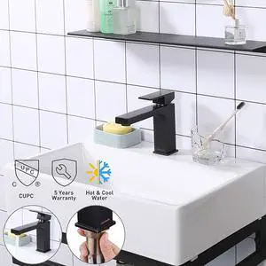 Aquaterior® Modern 1 Hole Bathroom Square Faucet Vanity Sink 1 Handle Cold & Hot Water Tap ORB DIY