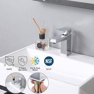 Aquaterior® Contemporary 1 Hole Bathroom Square Faucet Vanity Sink Cold & Hot Water Chrome DIY