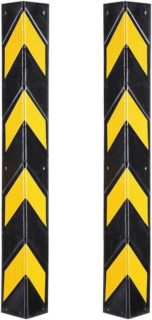 31" Rubber Corner Guard Wall Corner Protector with Reflective Yellow Strips for Garage 2pcs