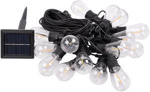 48 Ft Solar String Lights 15 LED Bulbs Shatterproof Plastic Lamps Outdoor Patio Wedding Christmas