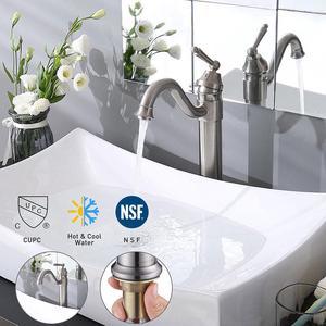 Bathroom Lavatory Vessel Sink Faucet Swivel Spout Brushed Nickel