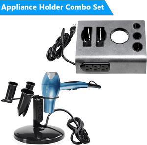 Byootique 2Pcs Tabletop Salon Appliance Holders Hair Tool Stands Blow Dryer Hair Iron Holder w/ 3 Outlets