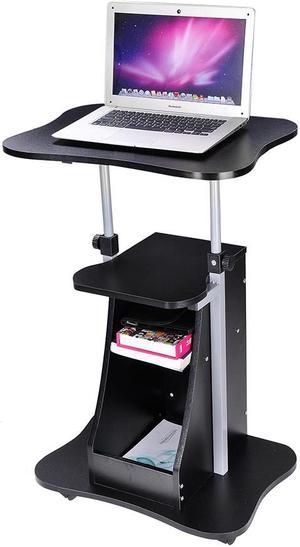 Yescom Mobile Podium Stand Laptop Cart Height Adjustable & 360° Wheels Storage