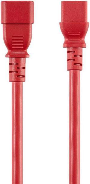 Monoprice Extension Cord - 3 Feet - Red | IEC 60320 C14 to IEC 60320 C13 14AWG 15A/1875W SJT 100-250V