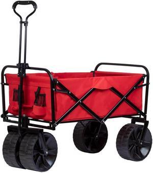 Monoprice Heavy Duty All Terrain Collapsible Outdoor Wagon, Red - Durable, 600D Oxford, Mildew and UV Resistant - Pure Outdoor Collection