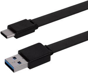 Monoprice Flat USB Type-C to Type-A 3.2 Gen1 Charge and Sync Cable - 6 Feet - Black 5Gbps, 3A, Reversible Connector, Compatible with Galaxy S10 S10E S9 S8 S20 Plus