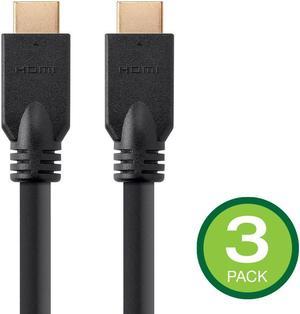 Monoprice HDMI Cable - 45 Feet - Black (3 Pack) No Logo, High Speed, 4k@24Hz, HDR, 10.2Gbps, 24AWG, CL2, Compatible with UHD TV and More - Commercial Series