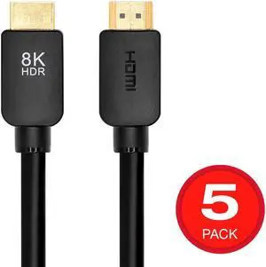Monoprice 8K Certified Ultra High Speed HDMI 2.1 Cable - 15 Feet - Black (5 Pack) 48Gbps, Compatible with Sony PlayStation 5, PlayStation 5 Digital Edition, Microsoft Xbox Series X, and Xbox Series S