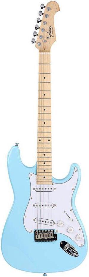Monoprice Cali DLX Plus Solid Ash Electric Guitar  Wilkinson Bridge and Pickups with Gig Bag Right Orientation Light Blue with Maple Fretboard  Indio Series