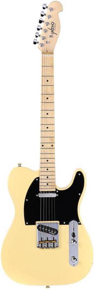 Monoprice Retro DLX Plus Solid Ash Electric Guitar  Right Orientation Wilkinson Bridge and SS Pickups with Gig Bag Blonde with Maple Fretboard  Indio Series