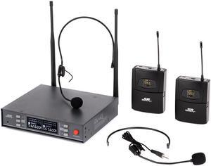 Monoprice 200-Channel UHF Dual Headset Wireless Microphones System, For Church Services, Business Meetings, or Karaoke Singing - Stage Right Series