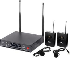 Monoprice 200-Channel UHF Dual Lavalier Wireless Microphones System, For Church Services, Business Meetings, or Karaoke Singing - Stage Right Series