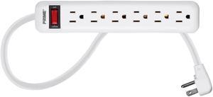 Monoprice 6 Outlet Power Strip with 3ft Cord, White