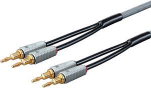 Monoprice Monolith Speaker Wire With Gold Plated Banana Plug Connectors - 6 Feet - Pair | 14AWG, Oxygen Free Copper (OFC), Multi-Strand Conductors, PE Insulated