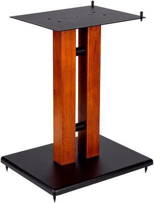 Monoprice Monolith 18in Cherry Wood Speaker Stand with Adjustable Top Plate, Cherry (Each) Hold Speakers Weighing Up To 75 Pounds, Perfect For Center or Bookshelf Speakers