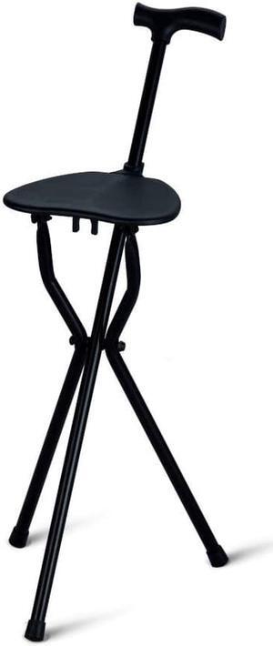 MPM Lightweight Folding Cane with Seat, Walking Stick, Aluminum Walking Cane, Crutch Chair, Travel Aid, Supports Up to 250 lbs, Sturdy and Non-slip, Ergonomic Handle