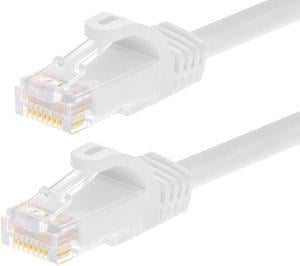 Monoprice Cat6 Ethernet Patch Cable - 10 Feet - White (12 pack) Snagless RJ45, Stranded, 550MHz, UTP, Pure Bare Copper Wire, 24AWG - Flexboot Series