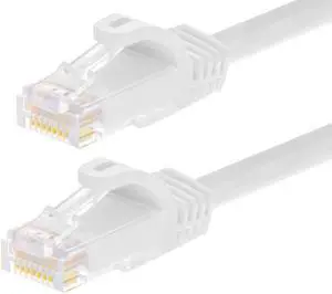 Monoprice Cat6 Ethernet Patch Cable - 5 Feet - White (12 pack) Snagless RJ45, Stranded, 550MHz, UTP, Pure Bare Copper Wire, 24AWG - Flexboot Series