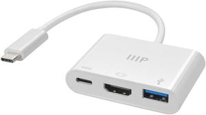 Monoprice 3-in-1 USB-C to HDMI Multiport Adapter | Compact, True Plug And Play, Compatible for USB C Laptops and Other Type C Devices, Windows and MacOS, For Home and Office