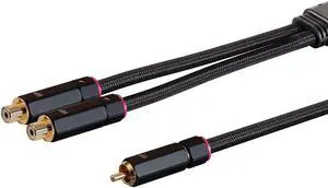 Monoprice 1-Male to 2-Female RCA Y-Adapter - 1 Feet - Black | Gold Plated Connectors, Double Shielded With Copper Braiding - Onix Series Monoprice 1-Male to 2-Female RCA Y-Adapter - 1 Feet - Black | Gold Plated Connectors, Double Shielded With Copper Braiding - Onix Series