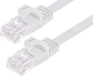 Monoprice Cat6 Ethernet Patch Cable - 5 Feet - White | Snagless RJ45, Flat, 550MHz, UTP, Pure Bare Copper Wire, 30AWG, For Network Internet Modem Router Xbox PS3 Cord - Flexboot Series