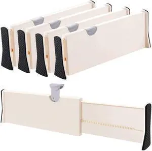 MPM Extra Long 4 pack Drawer Divider, Adjustable Drawer Organizer, Expandable 15-21 in Separator for Kitchen Drawer, Dre