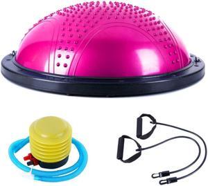 MPM Half Ball Balance Trainer Yoga Exercise Fitness Platform, Anti Slip, Core Workout Strength Training with 2 Resistanc