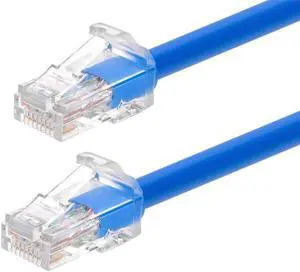 Monoprice Cat6A Component Level Patch Cable - 7 Feet - Blue | UTP, 24AWG, 500MHz, Pure Bare Copper, Snagless RJ45, Ethernet Cable - Micro SlimRun Series