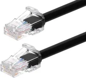Monoprice Cat6A 10ft Black Component Level Patch Cable, UTP, 24AWG, 500MHz, Pure Bare Copper, Snagless RJ45, Micro SlimR