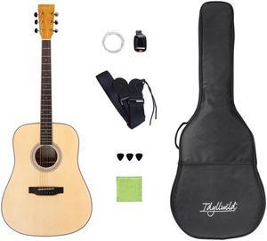 Monoprice SGI41 Spruce Top Steel String Acoustic Guitar - Natural | With Complete Accessories and Gig Bag, Fullsize Dreadnought Body - Idyllwild Series