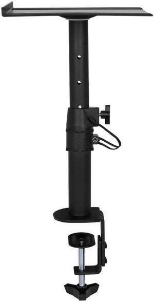 Monoprice Universal Clamp-On Desktop Speaker Mounts Pair Height-Adjustable 9 x 9 inch Tray, Fits Most Bookshelf Studio Monitor Speakers