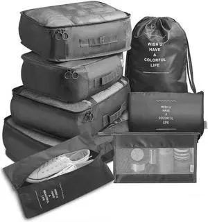 MPM 8 PC Packing Cube Luggage Organizers Set, Travel Packing Bags, Suitcase Bag Set, Travel Accessories Essentials, Pack
