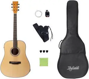Monoprice SGI41A Spruce Top Steel String FullSize Acoustic Guitar with Pickup, Accessories, and Gig Bag - Idyllwild Series