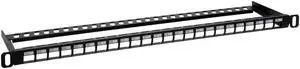 Monoprice 24-port Blank Keystone UTP Patch Network Panel, UL Listed, Half-U, with Wire Support Bar (TAA)