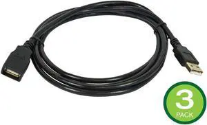 Monoprice USB-A to USB-A (F) 2.0 Extension Cable - 2 Meters - Black (3 Pack) For USB Flash Drive, PlayStation/PS4, Xbox, Mouse, Keyboard, USB Headset Monoprice USB-A to USB-A (F) 2.0 Extension Cable - 2 Meters - Black (3 Pack) For USB Flash Drive, PlayStation/PS4, Xbox, Mouse, Keyboard, USB Headset