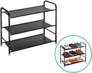 MPM 3-Tier Shoe Rack, Non-Woven Fabric Shoe Stand, Freestanding Storage Organizer, For Entryway, Closet, Doorway, Bedroo