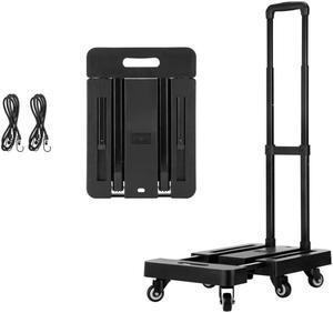 MPM Folding Hand Truck Dolly, 500 Lbs Heavy Duty Foldable Luggage Cart, 6-Wheels Expandable Trolley