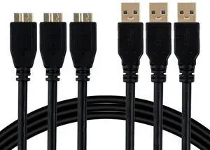 Monoprice Select Series USB-A to Micro B 3.0 Cable - Black, 1m - 3 pack