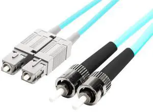 Monoprice Multi-Mode OM3 Fiber Optic Cable - SC-ST UL 3mm 50/125 OFNR Duplex Aqua 4m