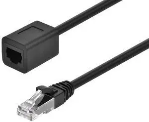 Monoprice Cat6A 1ft Black U/UTP Ethernet Extension Cable RJ45 Male to Female (with PCB Jack 3), 24AWG, Stranded Ba